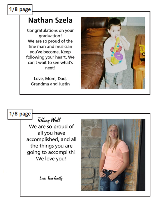 Example of a Senior Commemorative Ad for the Yearbook